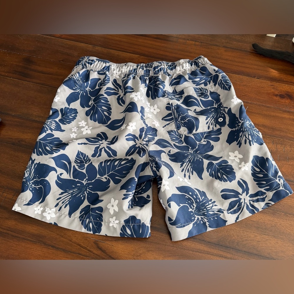Speedo Men’s Swim Trunks Blue Floral Hawaiian Board Shorts Size L